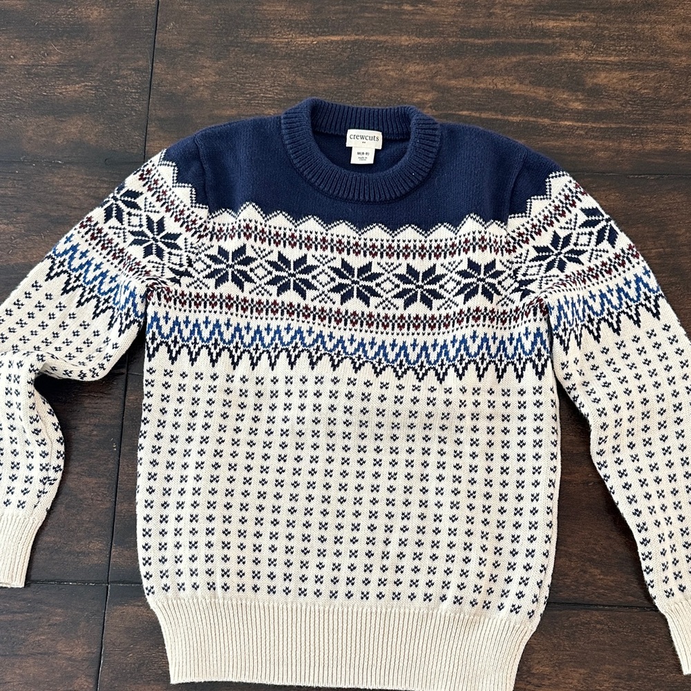 Crewcuts Navy and Cream Patterned Sweater
